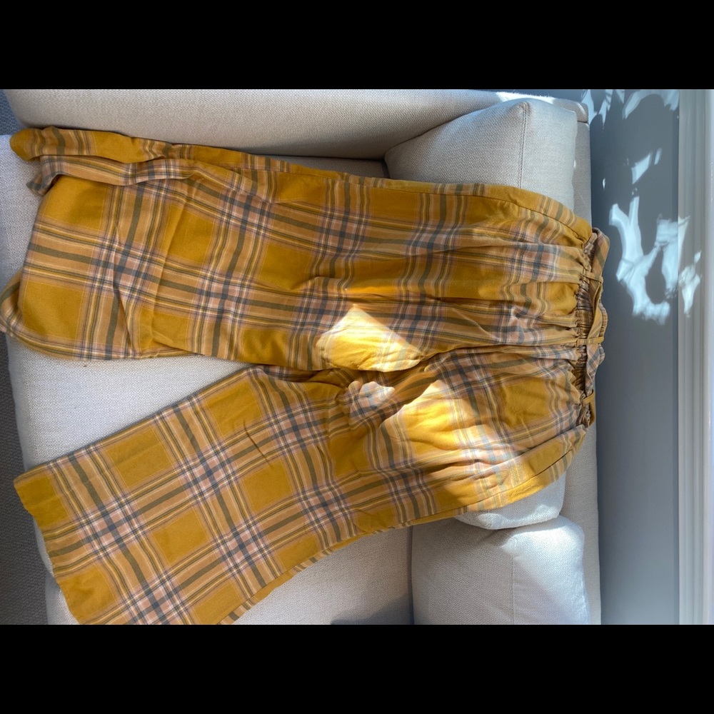 Wide leg plaid pants